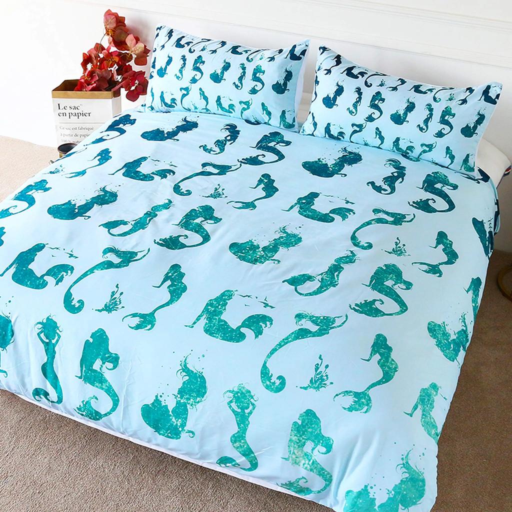 Comforter Mermaid Space Mermaid Bedding Purple Mermaid King Comforter Sets For Girls Galaxy Mermaids Bedding 3Pcs