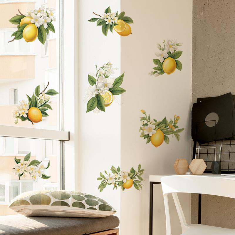 Fun-e9 Small Fresh Lemon Green Leaf Living Room Kitchen Porch Home Decoration Wall Stickers Self-adhesive