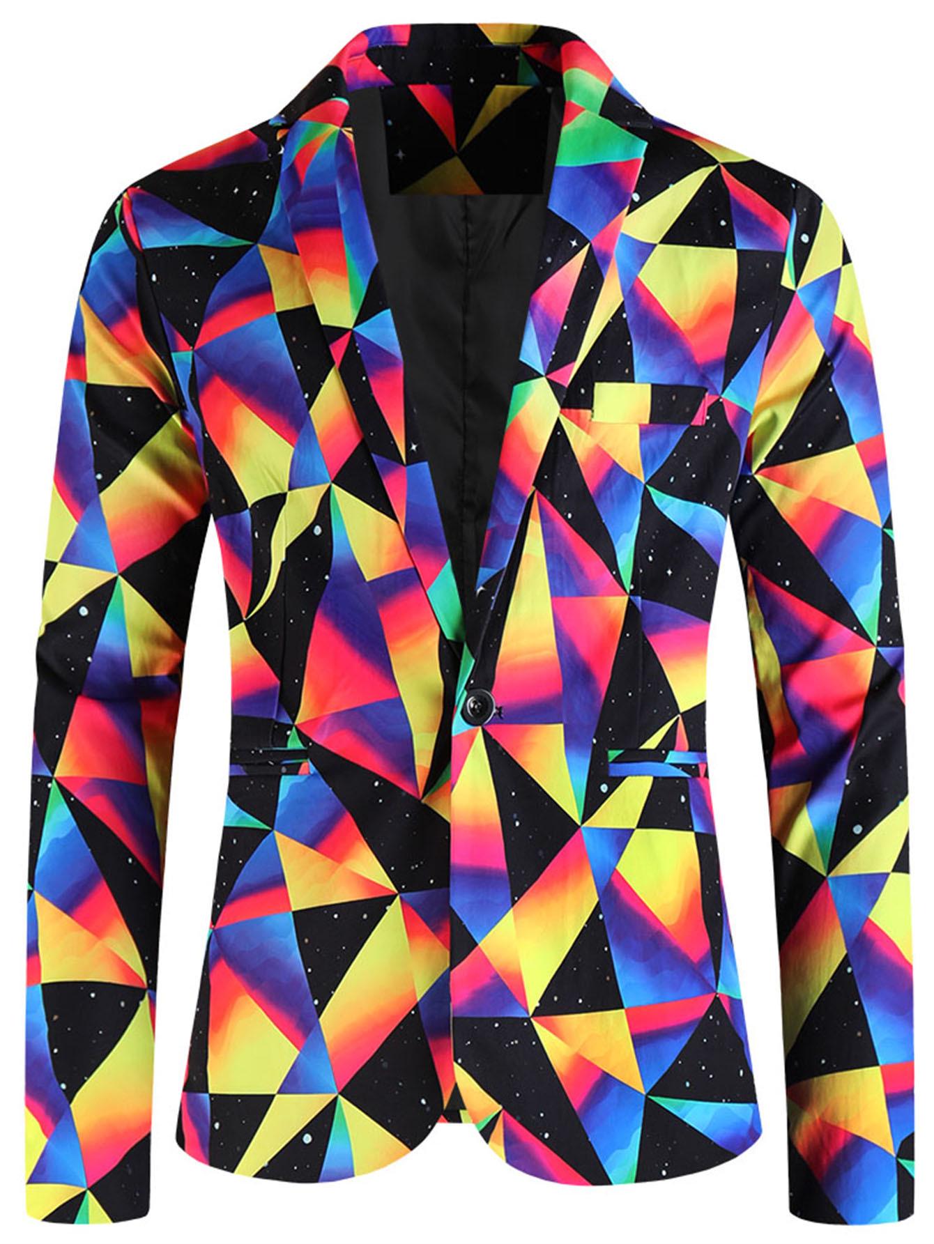 

Мужской повседневный приталенный пиджак на пуговицах европейского размера с принтом, большого размера XXL