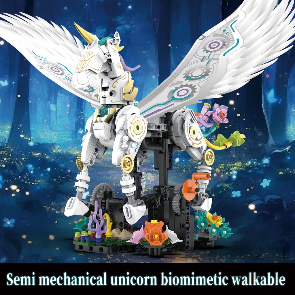 817 Pcs Mechanical Unicorn Animal Model Assembly Toy Home Creative Ornament Building Blocks Adult Christmas Birthday Gift
