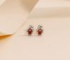 E1504 S999 Silver Elk Stud Earrings: Christmas Twist Screw Bean Design