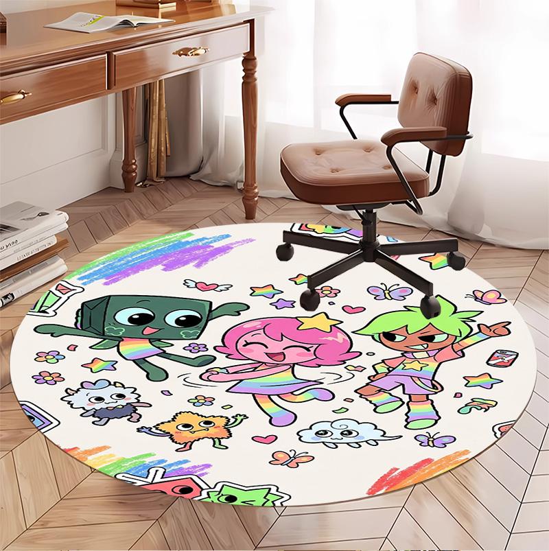 Dandy's World Pattern Round Rug, Indoor/Outdoor Mat, for Picnic, Gameroom, Bedroom, Office, Living Room, Home Decor Carpet, Birthday Gift