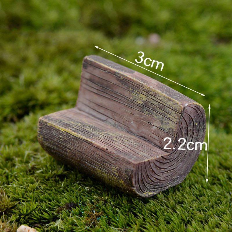 Mini Imitation Solid Wood Tables and Chairs Micro Landscaping Resin Square Wooden Tables Chairs Benches Miniature Ornaments