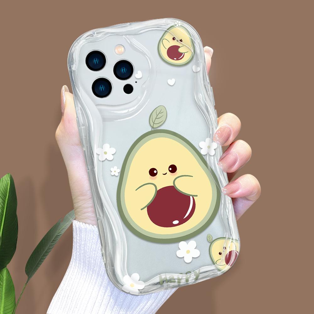 Kreslený vzor krémová textura pouzdro vlnitý okraj měkký silikonový kryt pouzdro na telefon pro iPhone Samsung Huawei Honor Xiaomi Redmi Infinix Tecno