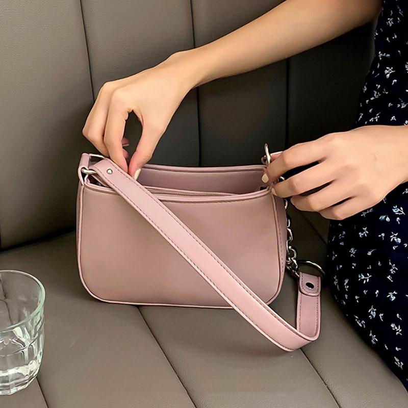 IELGY Retro Zipper One-shoulder All-match Women's bag PU Back Purple Cross-body