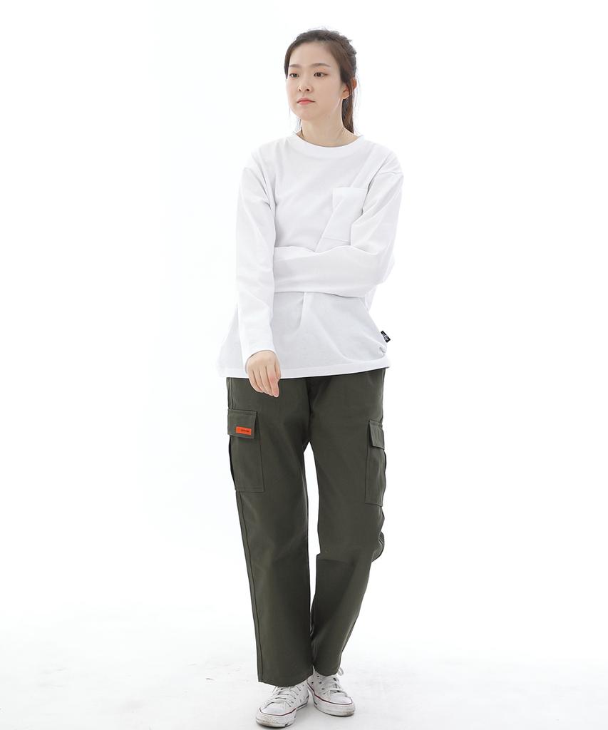 Seinteukeulu Twill Cotton Semi-Wide Cargo Pants Cs-301C Khaki