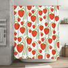 Strawberry Bath Curtain Waterproof Shower Liner for Bathroom Decor Modern Floral Pattern
