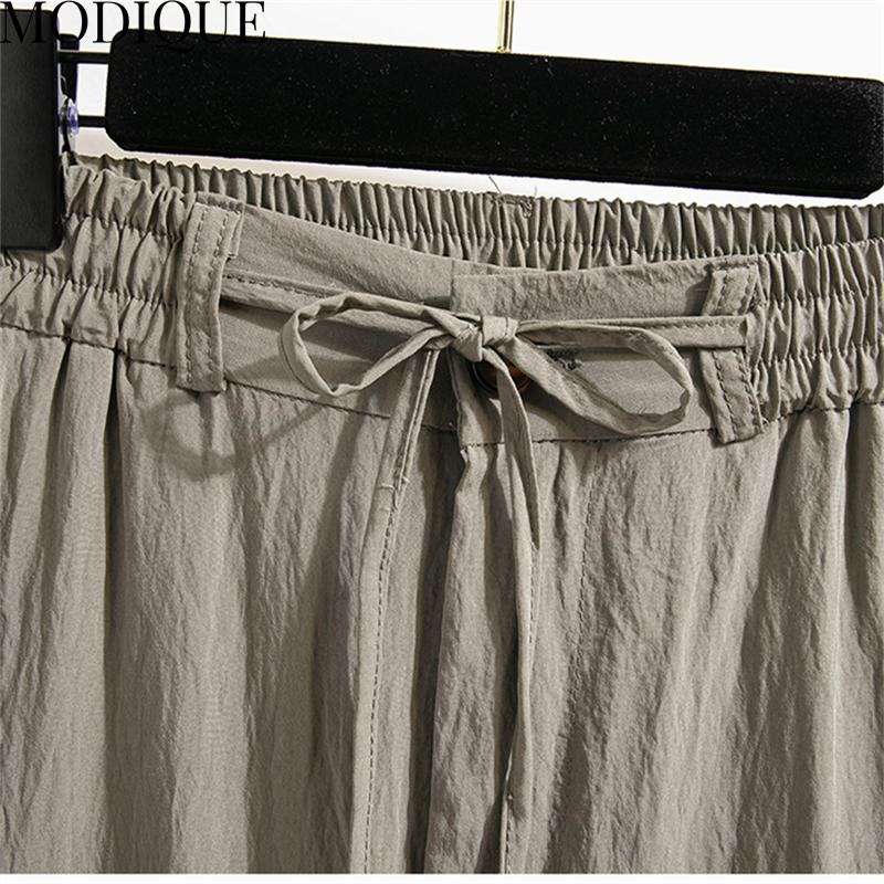 MODIQUE Vår Sommer Plus Size Ny Dame Løst Lang Lin Rett Bukser Joggebukser Dame Casual Basics Ankellange bukser med vidde ben
