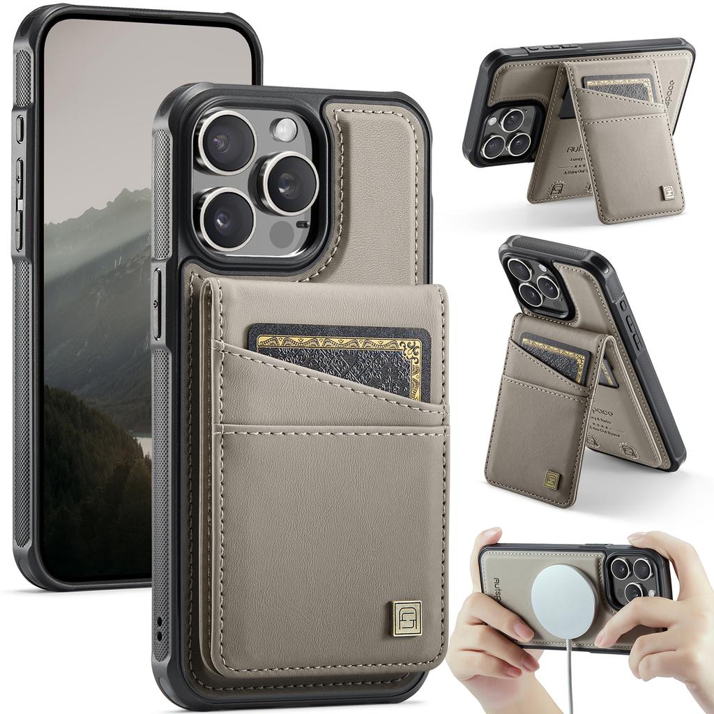 For iPhone 12 Pro Max 6.7 inch Case AUTSPACE A12 Leather Phone Case with Detachable Card Bag