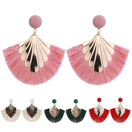 Böhmische Strandparty Quaste Fan Anhänger Schmuck Geschenk für Dame Ohrringe
