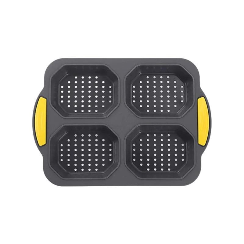 

New Baking Mould Restaurant Hamburger Bun Silicone Mold Foldable Reusable Bread Pan Heat Resistance DIY Kitchen Tool Accessories чёрный
