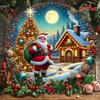 Christmas Santa Wreath Metal Tin Sign Handcrafted Wall Door Decor Plaque