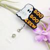 Halloween Boo Boo Crew Ghost Badge Reel, Acrylic Retractable ID Badge Holder with Swivel Clip for Nurses and Medical Staff, English Text