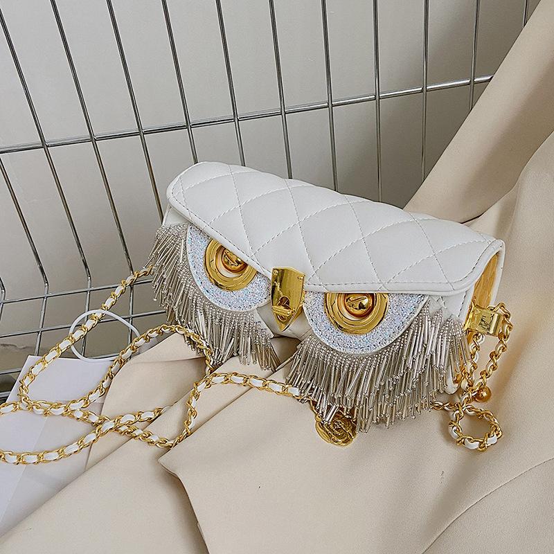 Rhombus Chain Bag 2025 New Fashion Messenger Bag Trendy Owl Shoulder Women's Bag Simple and Fashionable