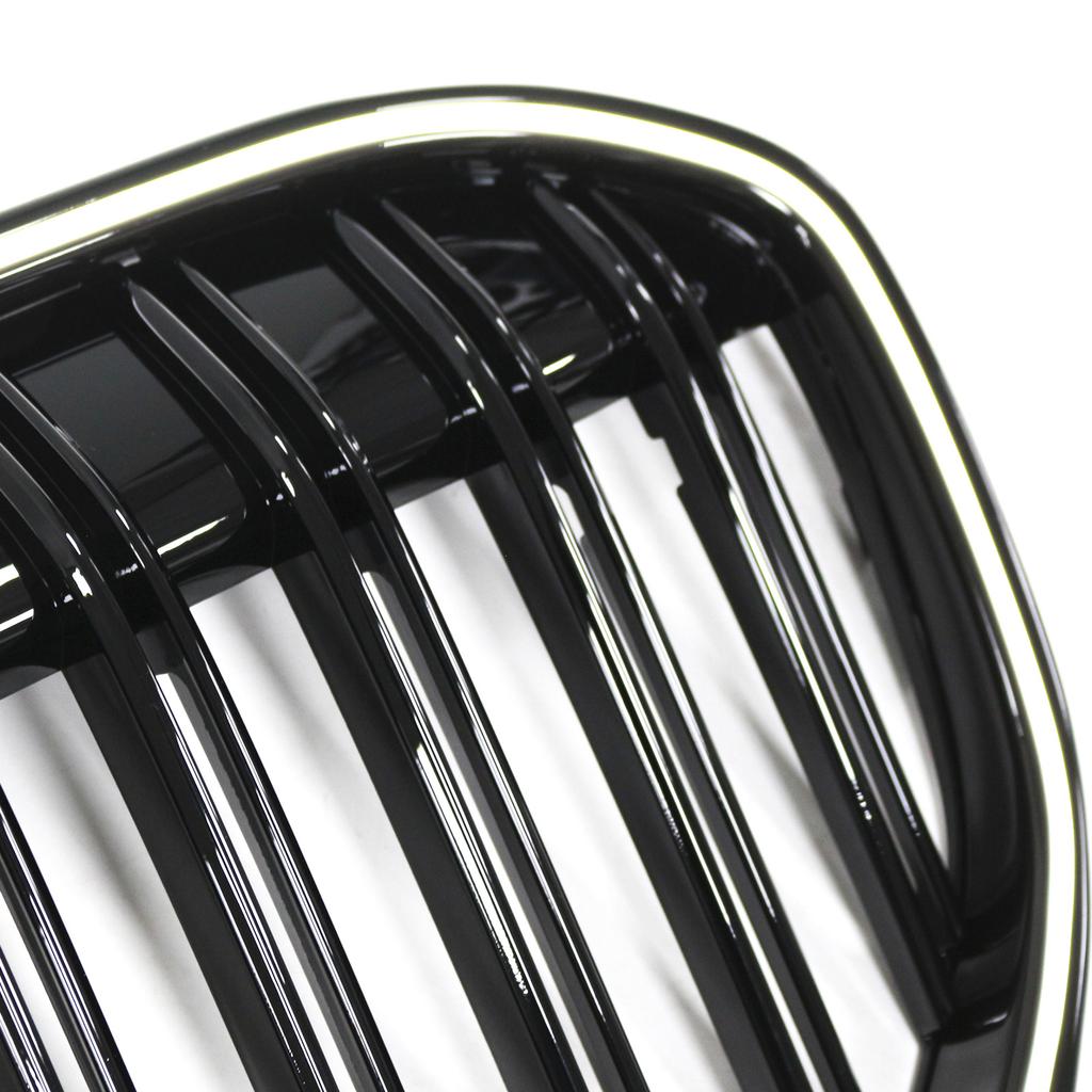 Double Slat Gloss Black Front Grill Grille Fit BMW 7 Series G11 G12 2019-2022