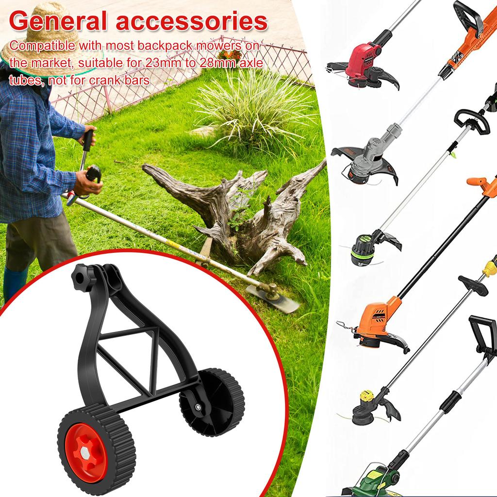 Lawn Mower Support Wheel Weed Trimmer Auxiliary Wheels Adjustable 26mm-28mm Lawn Mower Brush Attachment Garden Tools Accessories
