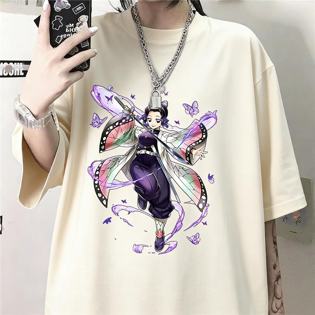 Summer Shinobu Anime Printed T-shirt Oversized Men Women Fashion Y2K Loose Casual Parent Child Top Harajuku Style