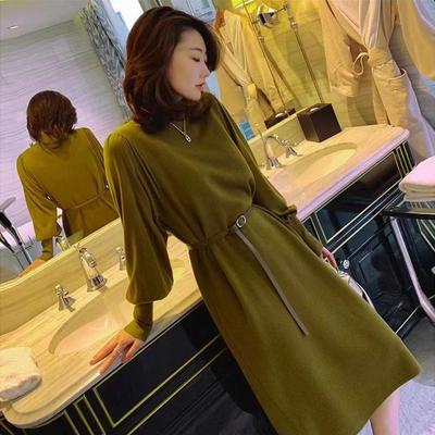 Autumn and Winter New Knitted Dress Women's Underwear Mid Length Knee Over Waist Style Sweater Bottom Skirt