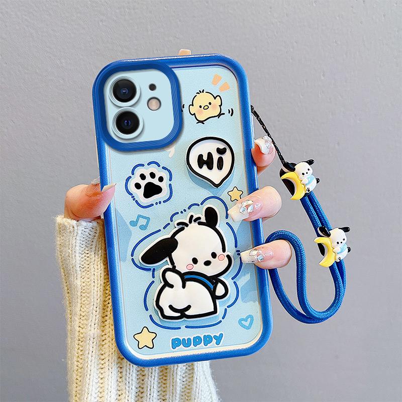 KEYSION Shockproof Case for iPhone 13 Pro Max with Lanyard Soft Silicone Cute 3D Cartoon Doll Phone Cover for iPhone 12 11 Pro Max