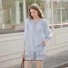 Women's Embroidered Linen Blend Shirt & Shorts Set