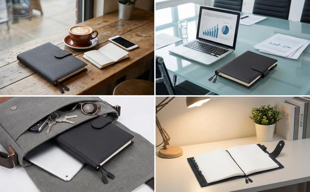 A5 Genuine Leather Notebook Compatible with Hobonichi Premium Planner Cover with Pen Card Bookmark and Snap Business Gift Cover, Cousin, Holder,