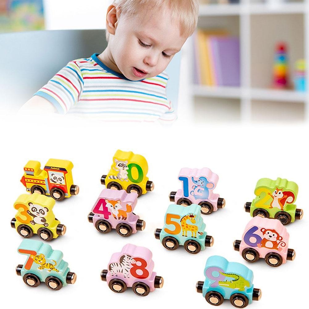 Magnetic Trains Puzzle Wooden Toy Car Plastic Brain Teaser Puzzle Toy Early Learning Toys