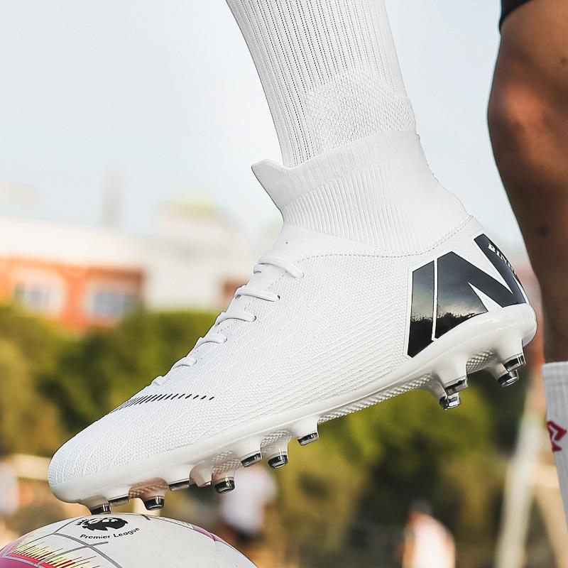 Youth children's sneakers grinding nails leather feet campus sports training women's high-top football shoes men's game 2025 broken