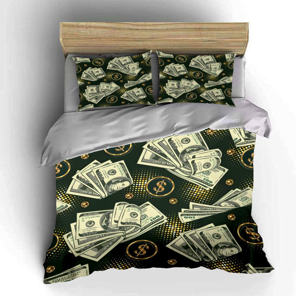 Money Pattern Design Three-Piece Set  Kid'S And Adults' Bedroom Decor, Exquisite Three-Piece Bedding Set Gift