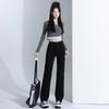 Lazy straight jeans women's 2025 autumn and winter new high-waisted and thin explosive small mopping jeans