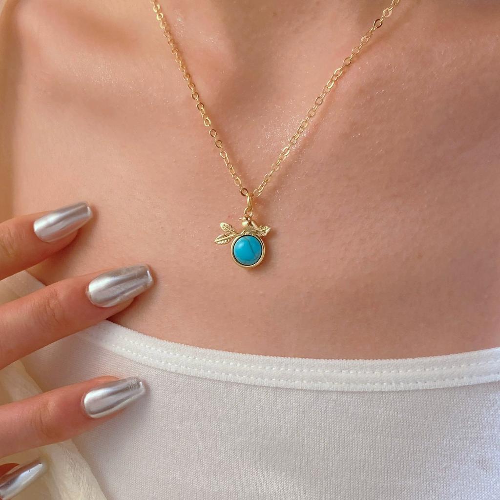 Ins Style Retro Personality Simple Turquoise Bird Pendant Necklace Women's Fashion Niche High-end Sense Collarbone Chain