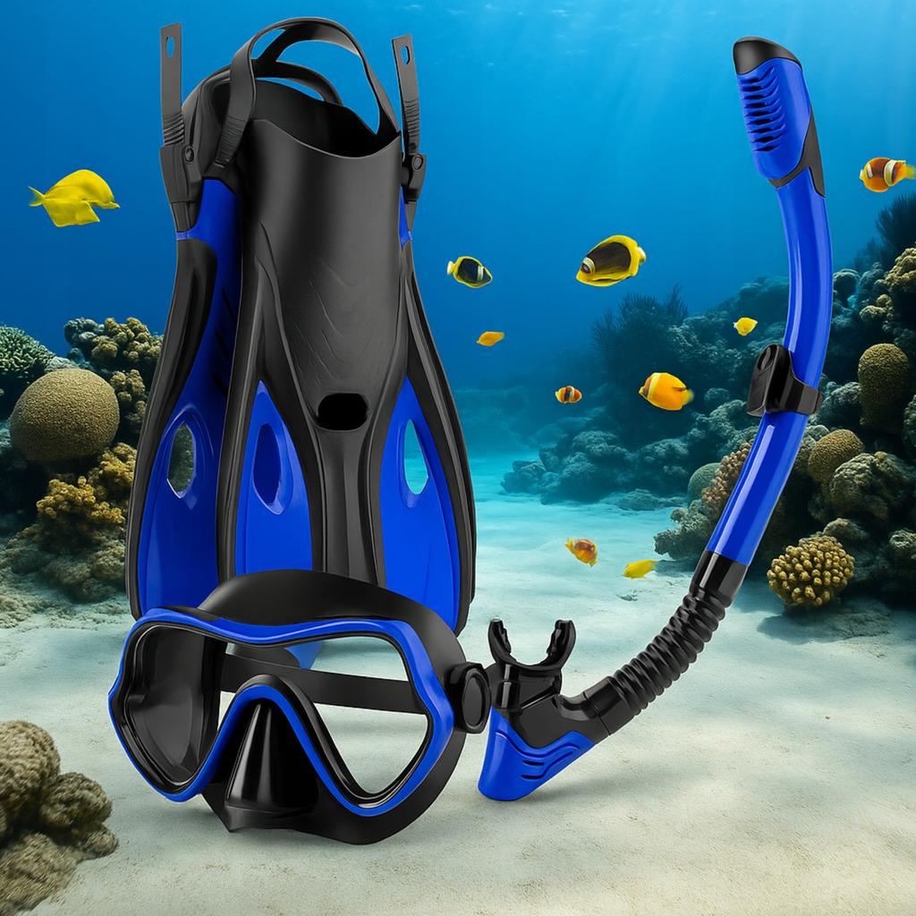 Diving Set Mask With Snorkel Fins For Swimming Sizes 38-42