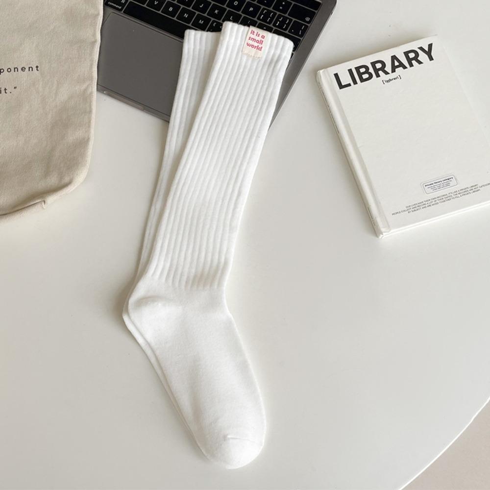 Pure Cotton Knee-high Socks Solid Color Lower Leg Socks New Long Tight Socks  Fall Winter