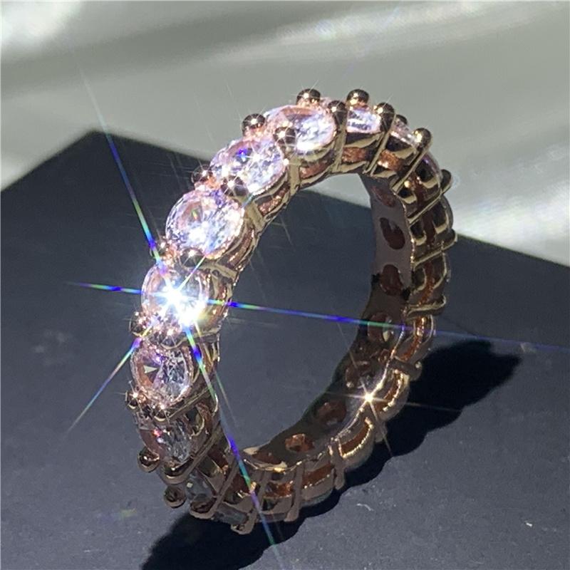 Fine Engagement Eternity Promise Ring AAAAA Zircon 925 Sterling Silver Statement Wedding Band Rings for women men Jewelry Gift