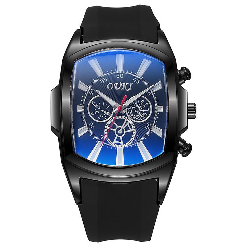 Barrel-Shaped Blue Glass Large Dial Watch Men S Watch Trend Quartz Watch Men S Watch