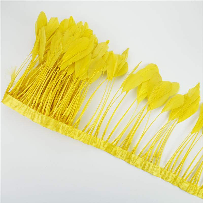 2Yards/Lot Stripped Coque Goose Feather Fringe Trimmings For Needlework And Handicrafts Wedding Decoration Carnival Accessories