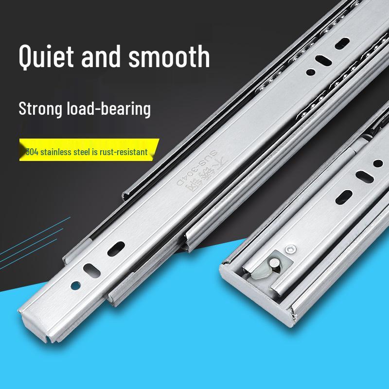Soft-Close 304 Stainless Steel Drawer Slides - Hydraulic Silent Runners, Heavy-Duty Guide Rails