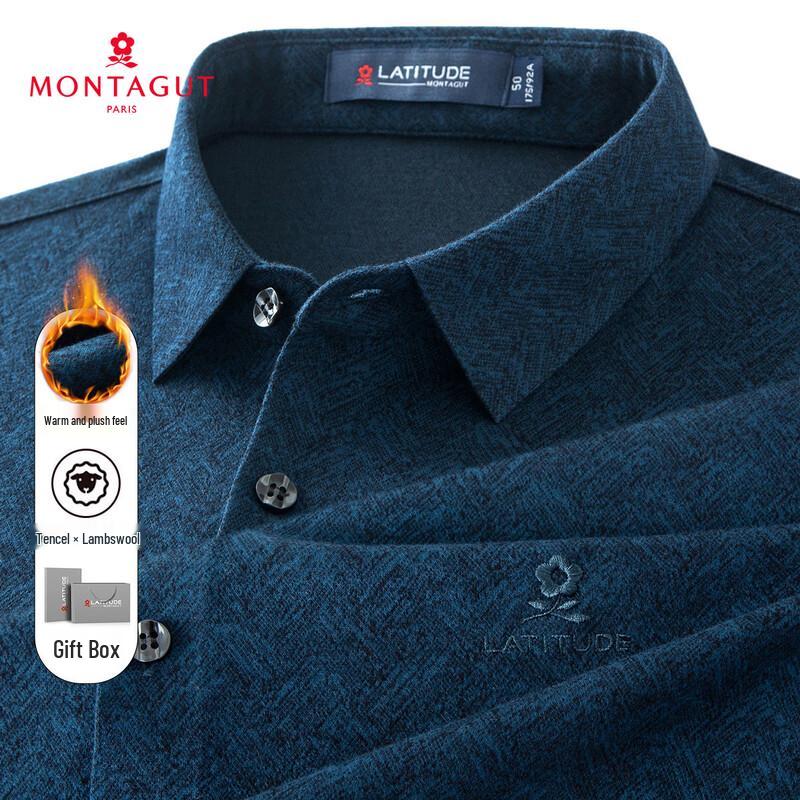 MONTAGUT Men's 10% Merino Wool Warm Soft Long-Sleeve Shirt
