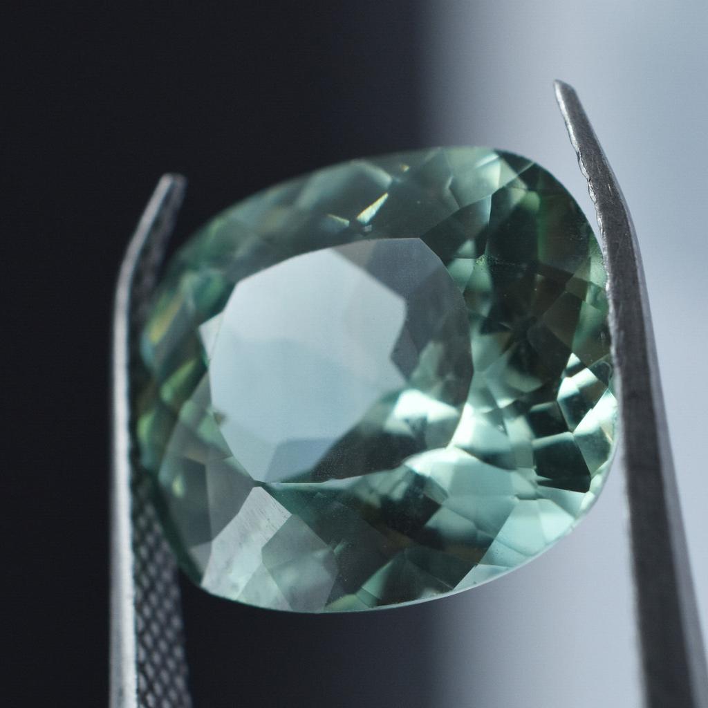 Natural Bluish Green Sapphire Loose Gemstone Cushion Cut 6.80 ct Montana September Birthstone Gift