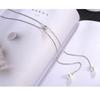 925 Sterling Silver Shiny Zircon Crystal Pearl Long Necklace Sweater Chain Necklace Pendant Jewelry Trendy S-N168