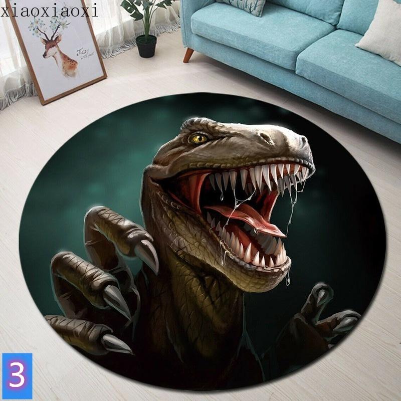 Dinosaur Dragon Design Round Printed Floor Mats Children's Bedroom Living Room Carpet Home Decor Round Floor Mats Anti-Slip Mats