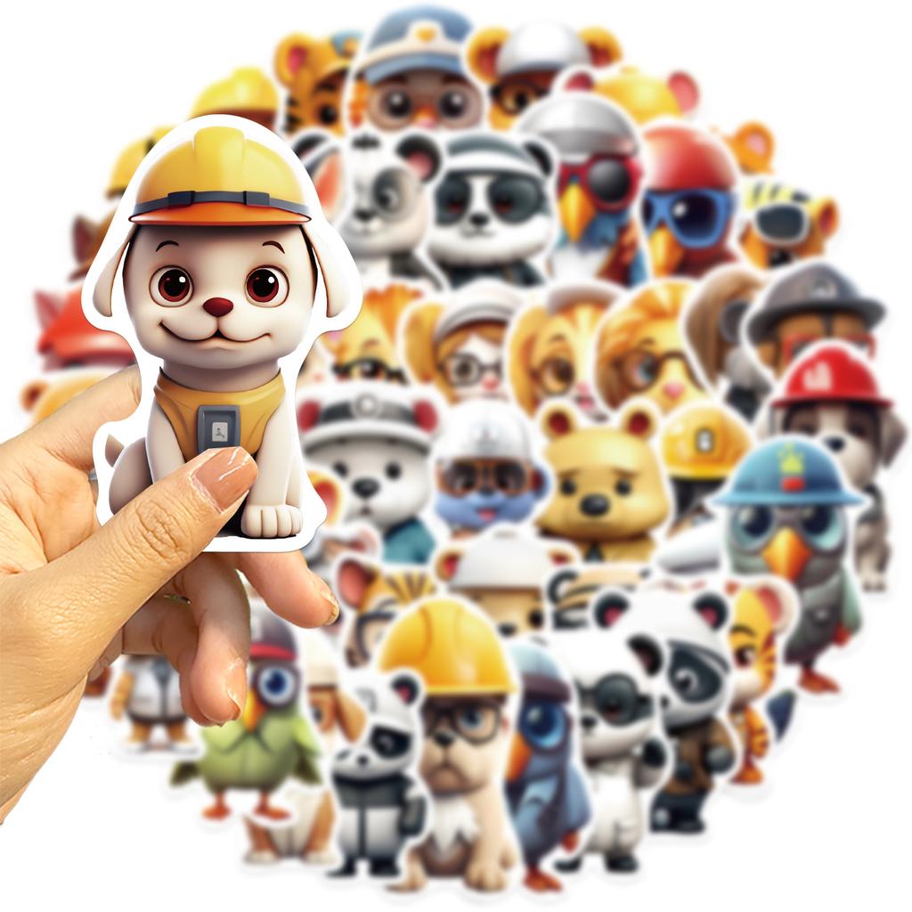 50 Cartoon Occupation Animal Graffiti Stickers Guitar Notebook Suitcase DIY Waterproof Stickers