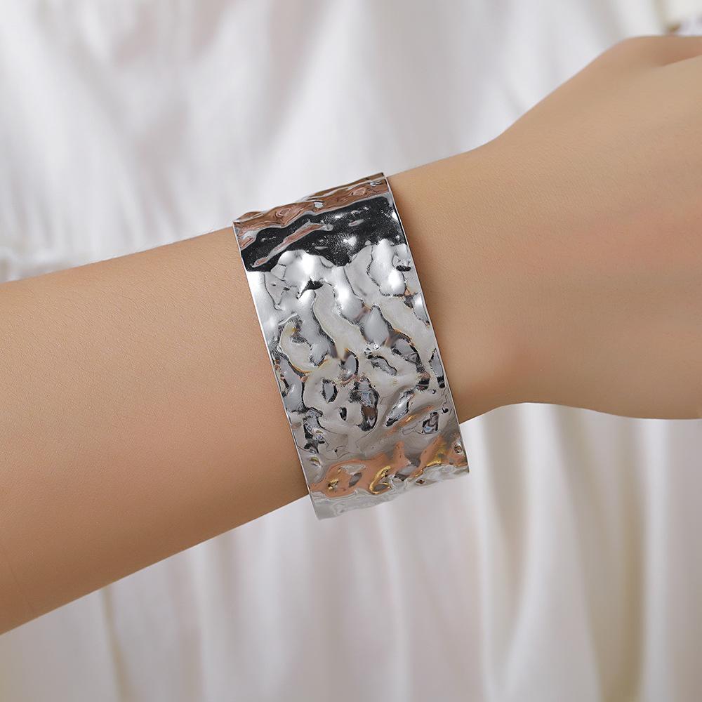 JYL TS Bracelet Wide Open Bangle Hammered Design-Exudes Confidence & Blocks Negative Vibes