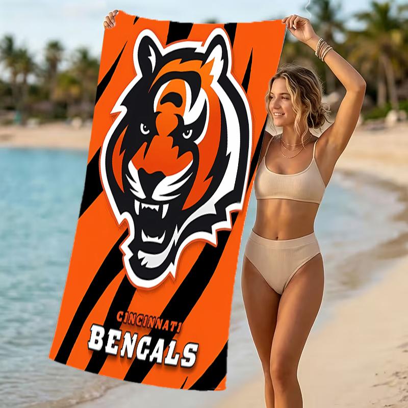 Beach Towel with Cincinnati Bengals LOGO Pattern - Soft,absorbent,machine Washable Lightweight&Modern,swimming,Travel Essentials