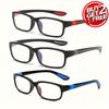 3pcs Reading Glasses for Men & Women, Sports Style, Rectangular Frame, Polycarbonate Lens, Anti-Blue Light