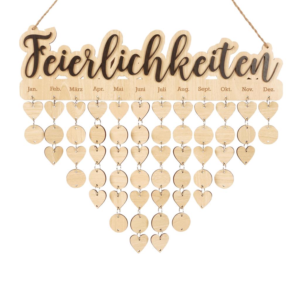 Inkdotpot Perpetual Wall Calendar Wooden, Dates To Remember Wall Birthday Calendar- Decorative Birthday Tracker Plaque