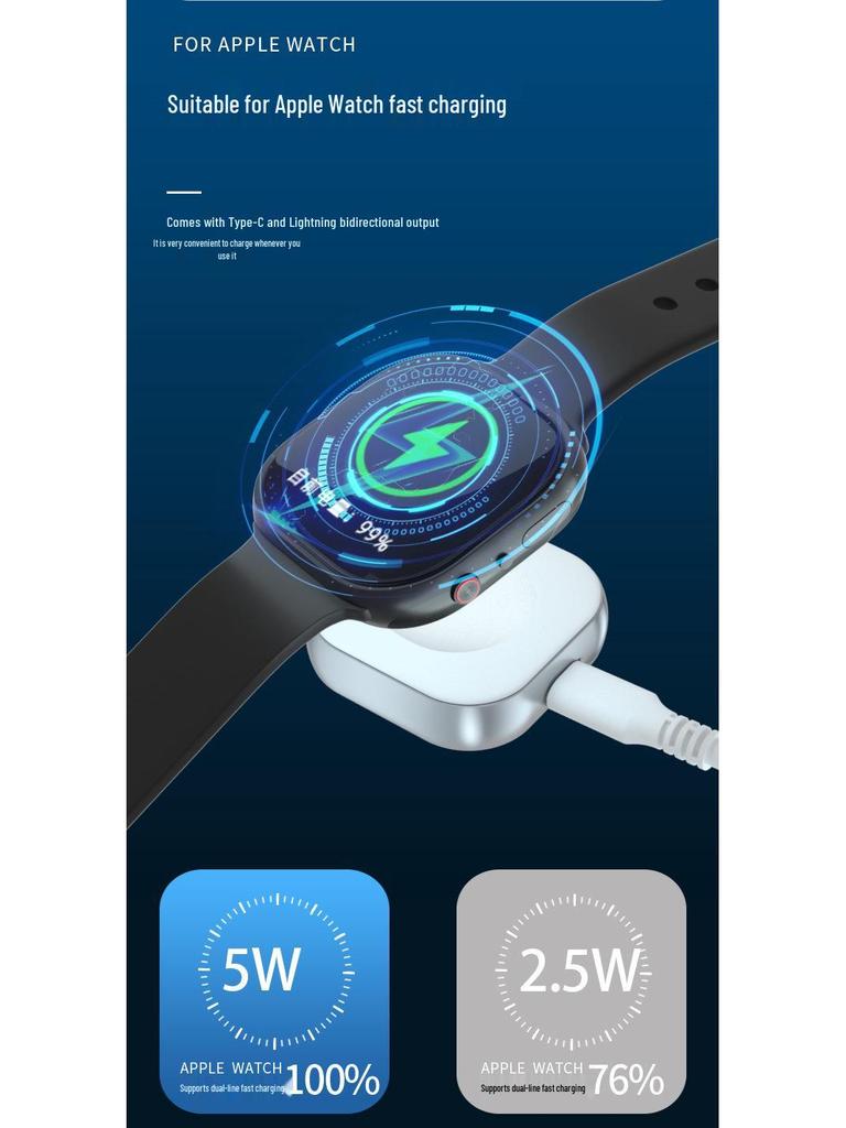 5W Magnetic Wireless Charger for Apple Watch S9/S8/S7/S3/4/SE