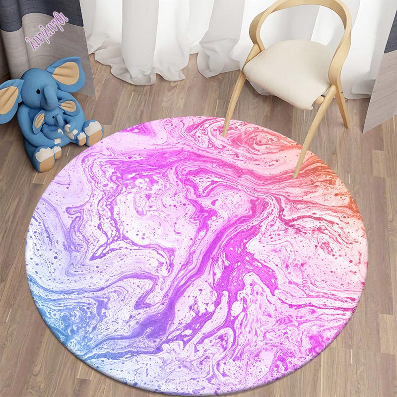 Circular Carpet In Galaxy Space Living Room Bedroom Bathroom Soft Flange Floor Decoration Non Slip