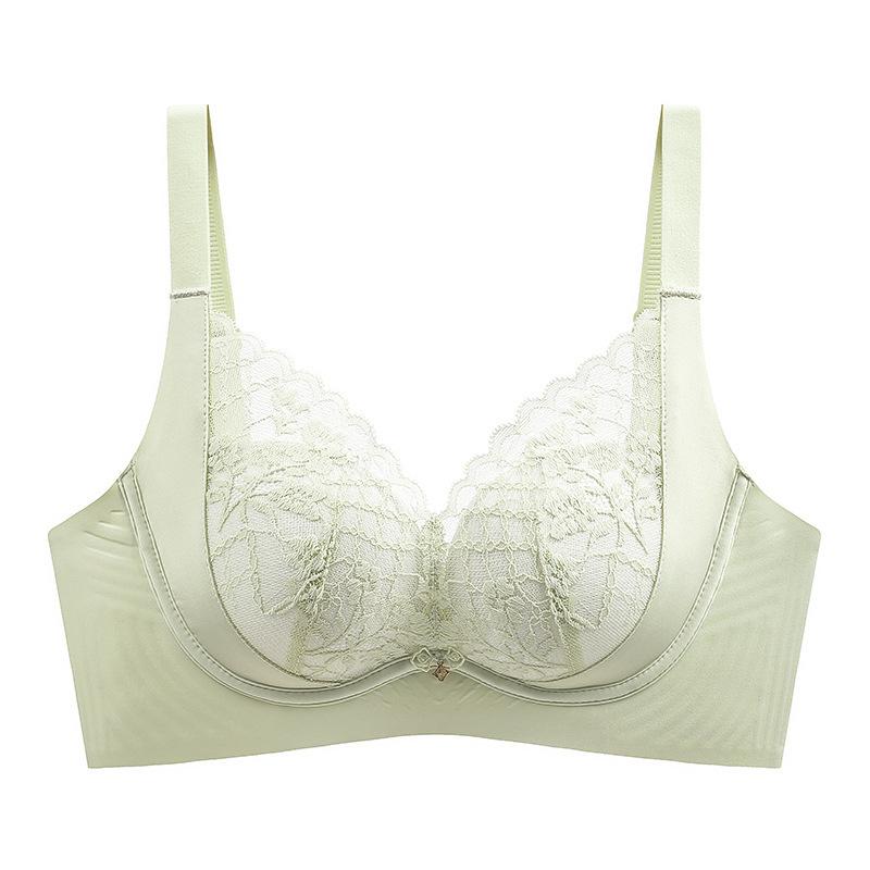 Gather Bra Women's Breathable Hole Cup Push Up Lace Adjustable Bra