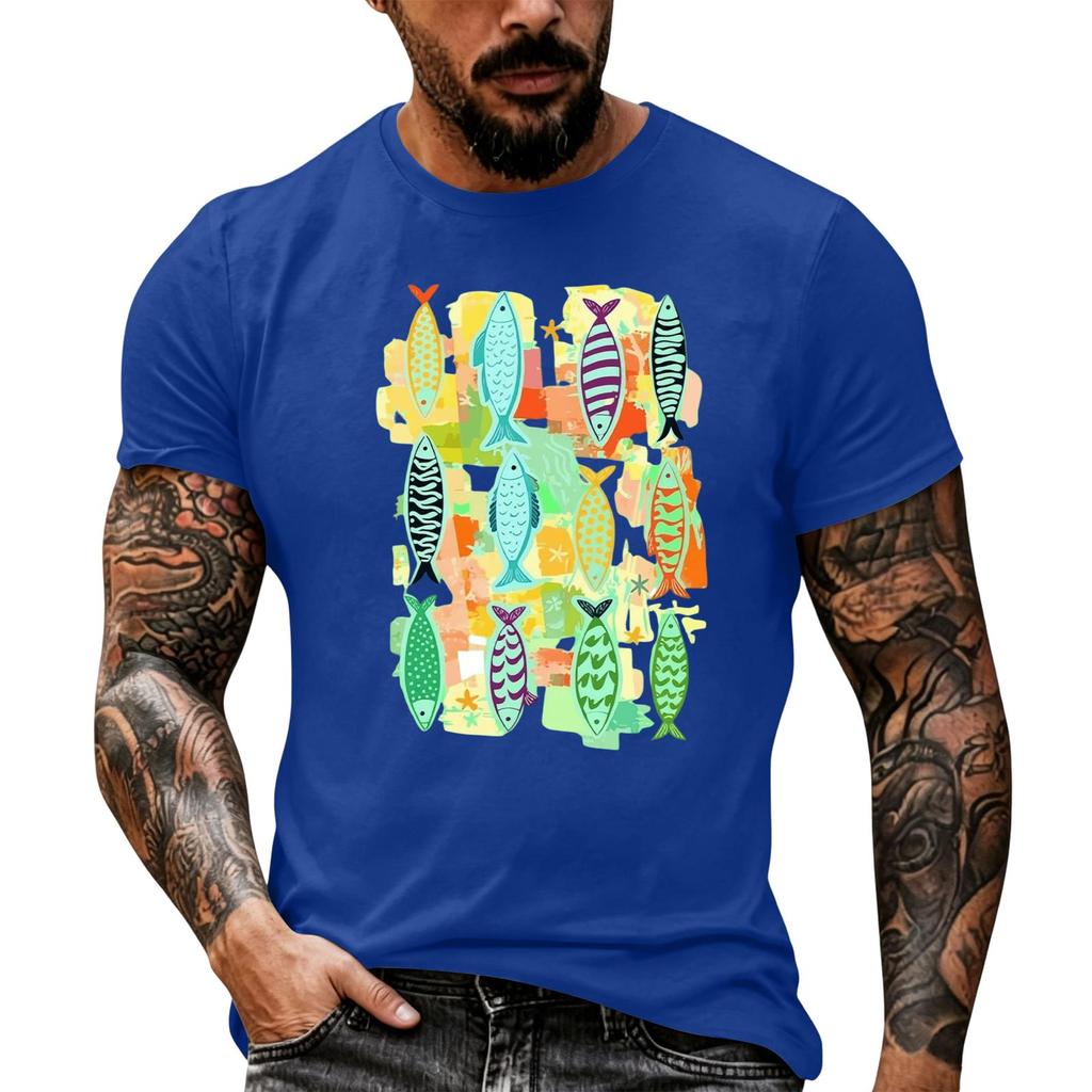 Men's Casual Short Sleeve T Shirt Loose Fit Breathable Fabric Vintage Texture Graphic Print Summer Streetwear Activewear Top