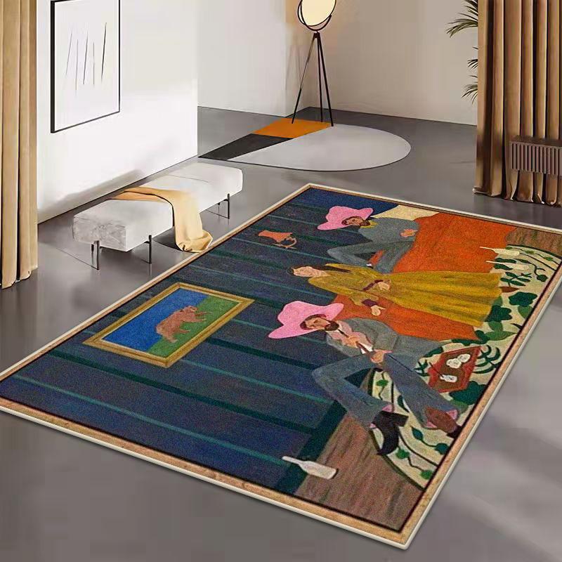 

Retro Creative Arts Rugs Living Room Decoration Bedroom Flannel Soft Floor Mats Large Area Customizable Washable Carpet Lounge 60x90cm